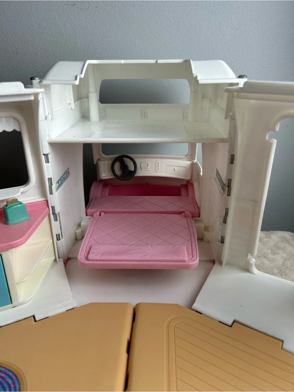 Vintage Fisher Price Loving Family RV Camper Van Pink White
